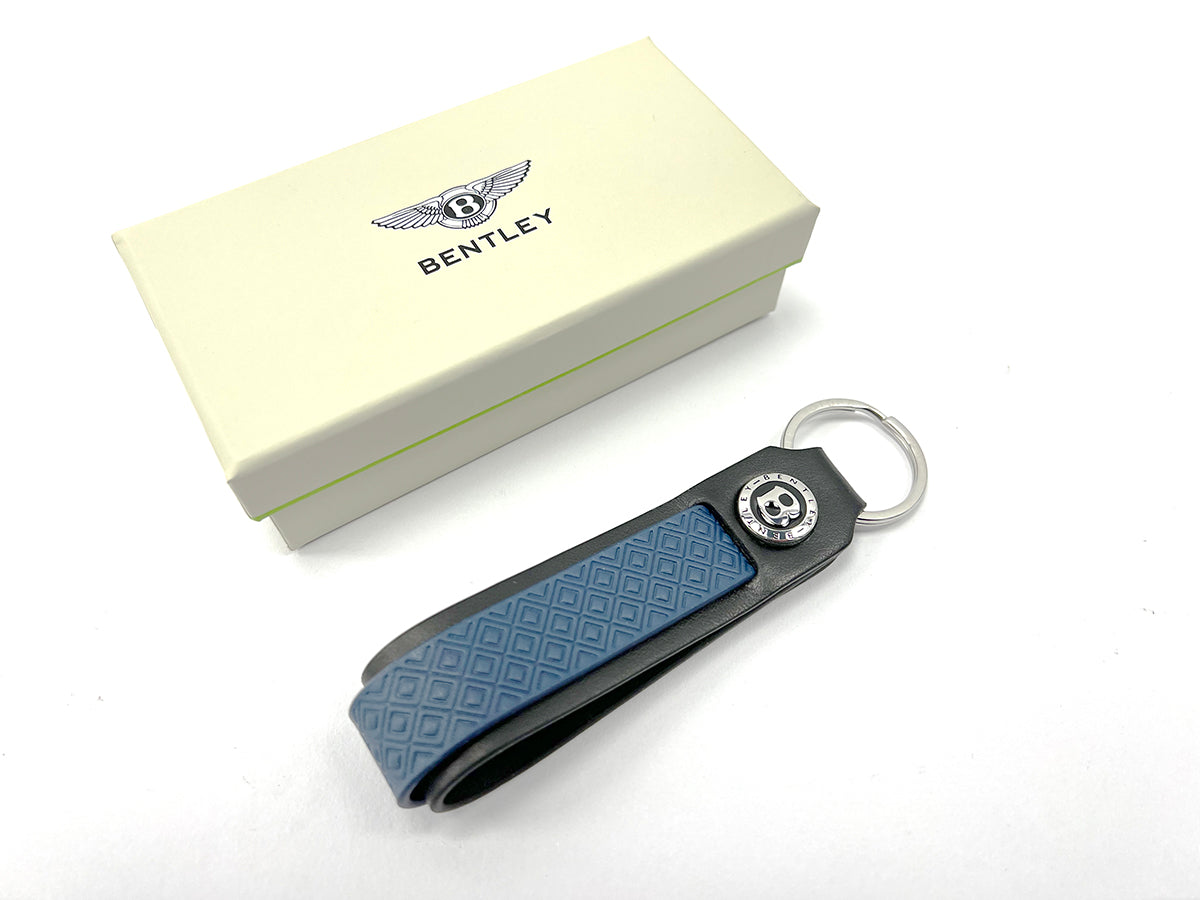 Au-tomotive Gold Spun Brushed Blue Key Ring For Chrysler 200 – Metal Keychain