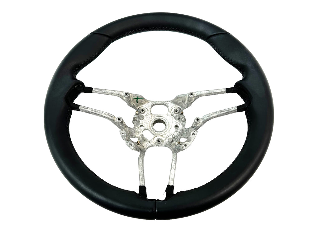 PORSCHE 991 TURBO LEATHER STEERING WHEEL - BLACK