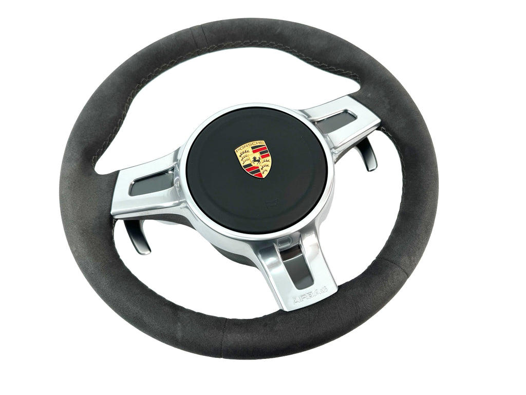 PORSCHE 991.1 GT3 ALCANTARA STEERING WHEEL GREY WITH AIRBAG COMPLETE
