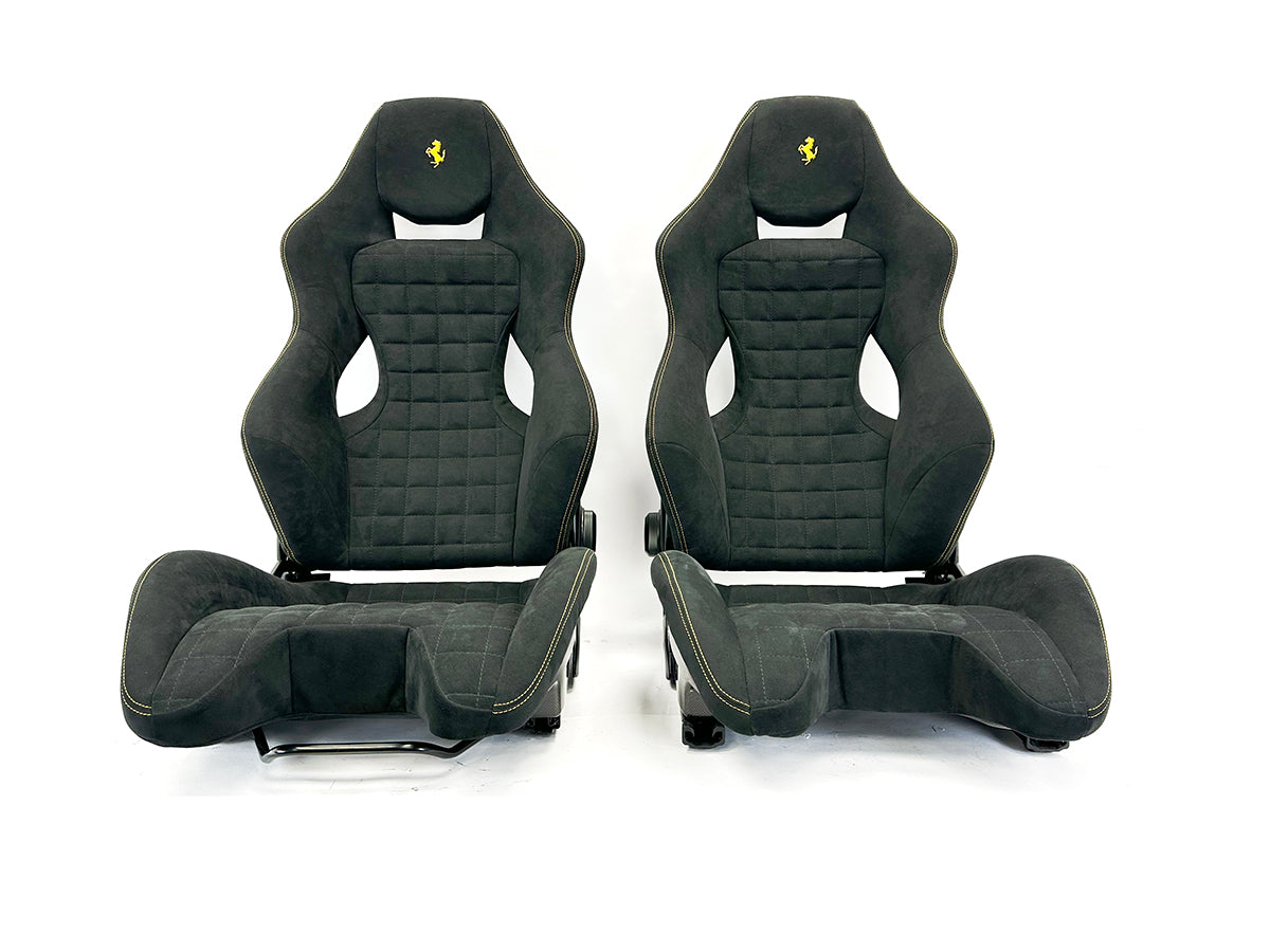 Ferrari Carbon Racing Gold Rake Seats Pair Cream Red Stitch
