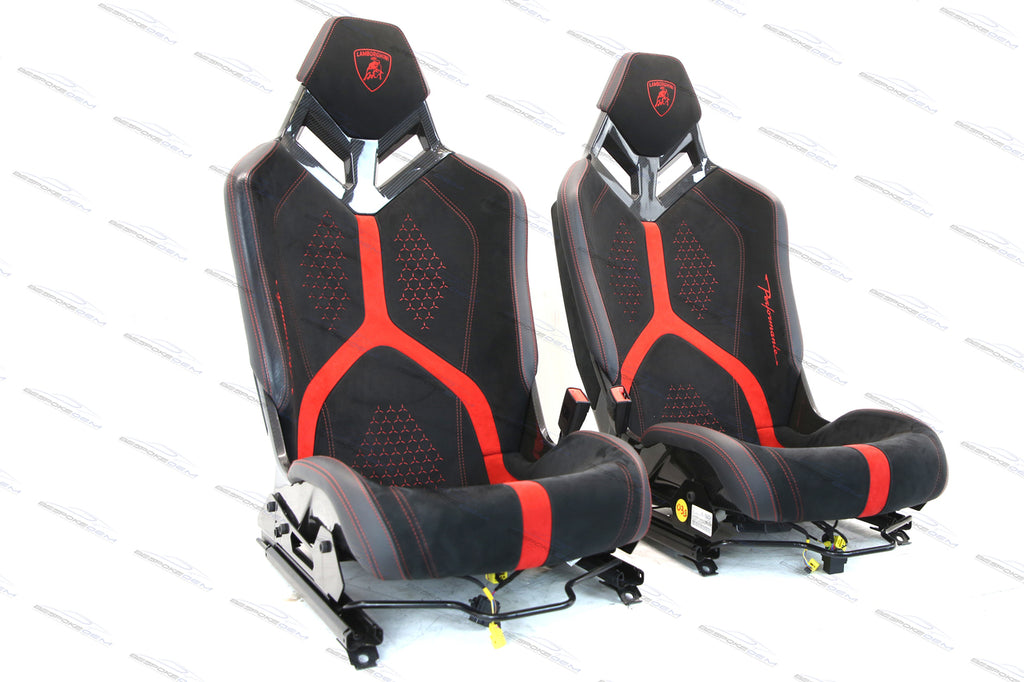 LAMBORGHINI HURACAN PERFORMANTE CARBON FIBRE BUCKET SEATS IN BLACK-RED