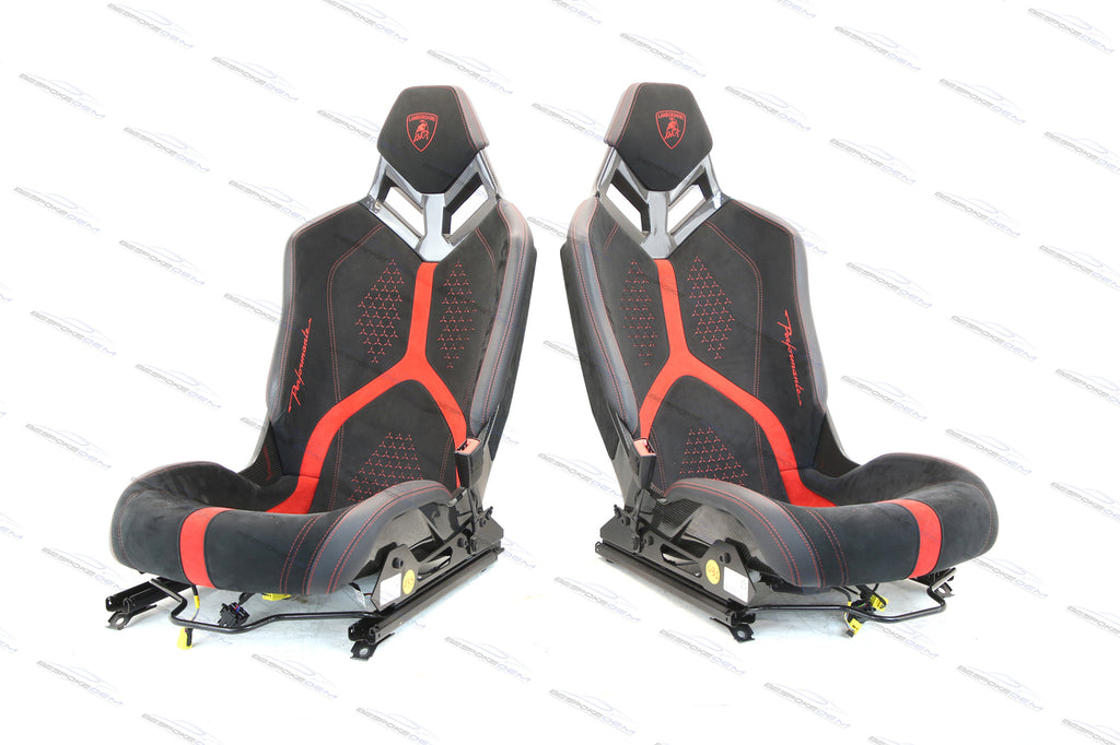 LAMBORGHINI HURACAN PERFORMANTE CARBON FIBRE BUCKET SEATS IN BLACK-RED