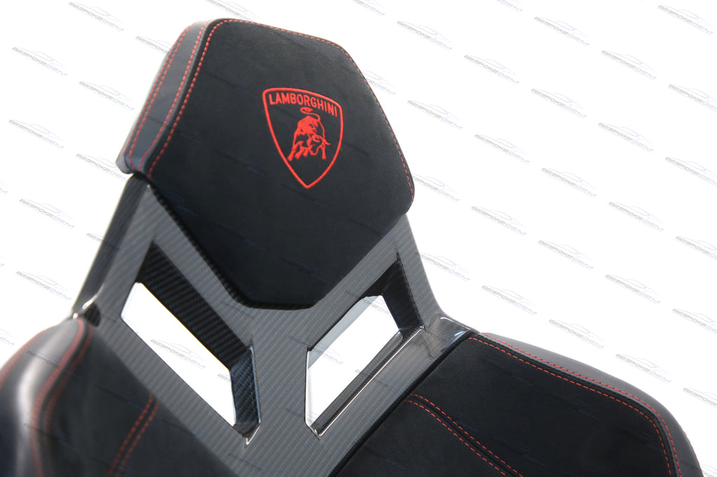 LAMBORGHINI HURACAN PERFORMANTE CARBON FIBRE BUCKET SEATS IN BLACK-RED