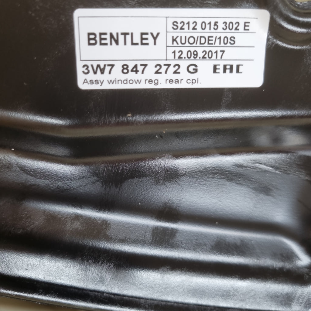 BENTLEY CONTINENTAL GTC REAR RIGHT DROP GLASS & REGULATOR