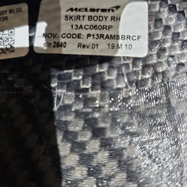 MCLAREN 600LT REAR RIGHT GLOSS MSO CARBON  SIDE SKIRT 13AC060RP