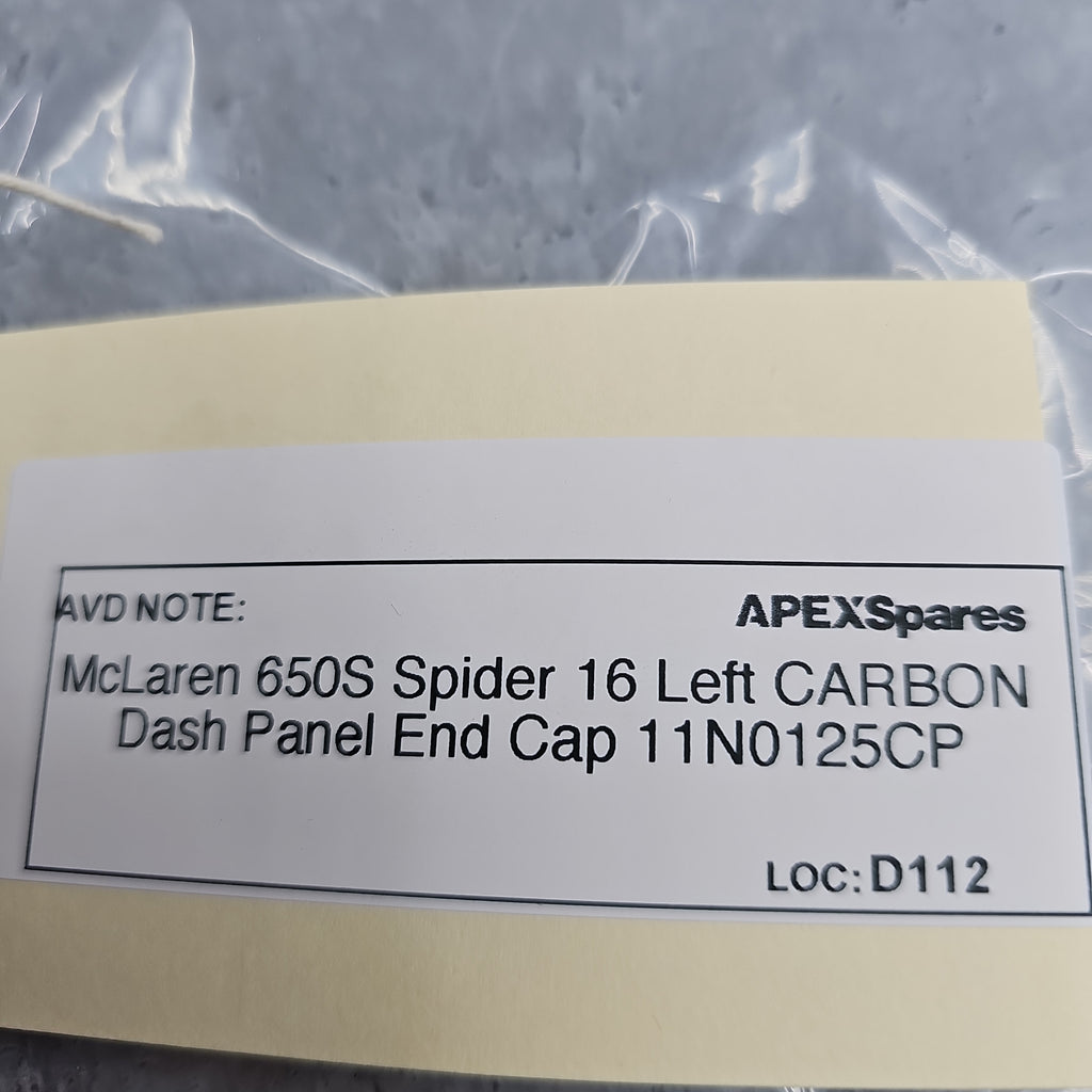 MCLAREN 650S DASH LEFT END PANEL CARBON  11N0125CP