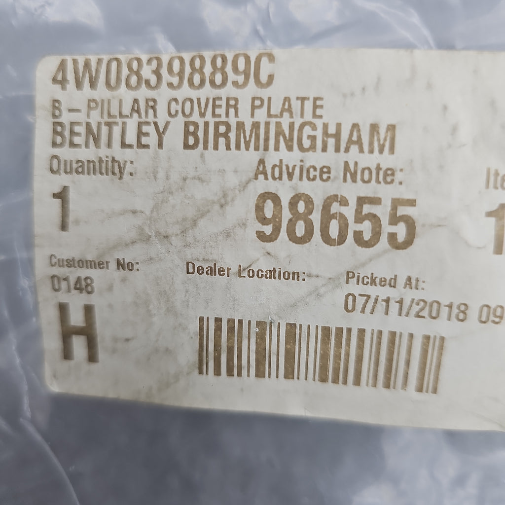 BENTLEY B-PILLAR COVER PLATE LEFT HAND 4W0839889C