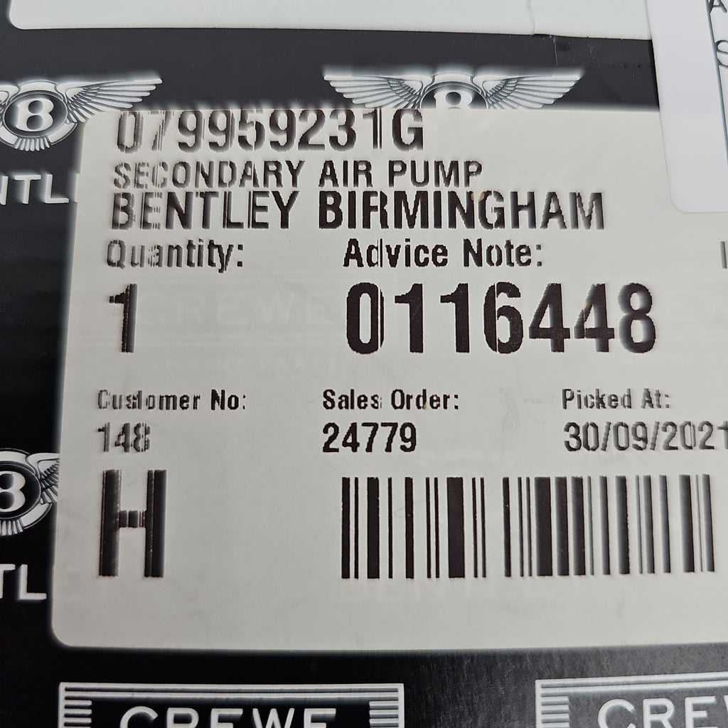 BENTLEY SECONDARY AIR PUMP 079959231G