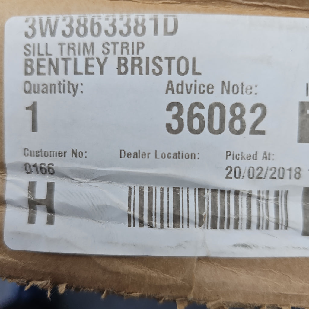 BENTLEY CONTINENTAL GT  LEFT NS INNER SCUFF PLATE 3W3863381D