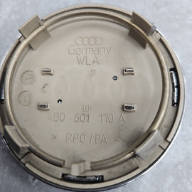 AUDI SILVER CENTRE CAPS 68MM SET OF 4 4B0601170A