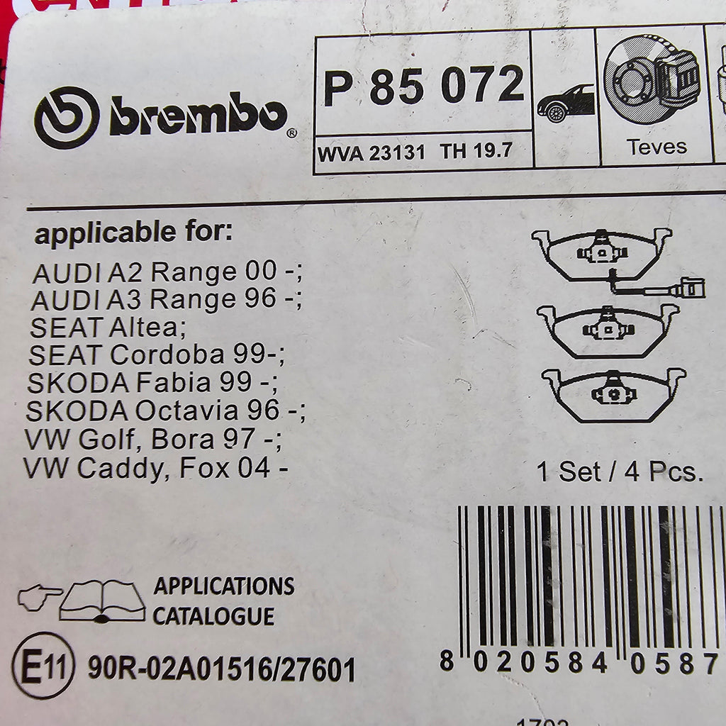 AUDI VW SEAT SOKDA FRONT BRAKE PADS 1K0698151