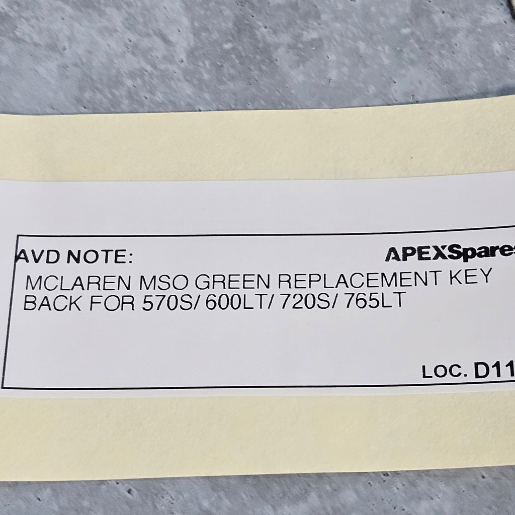 MCLAREN MSO GREEN REPLACEMENT KEY BACK FOR 570S/ 600LT/ 720S/ 765LT