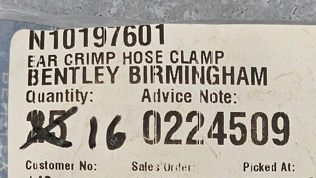 BENTLEY  EAR CRIMP HOSE CLAMP  19.8 X 7 MM N10197601