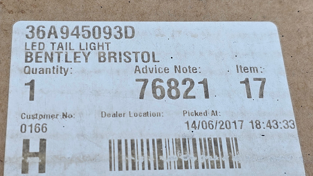 BENTLEY BENTAYGA 2015+ LED TAIL LIGHT LH 36A945093D