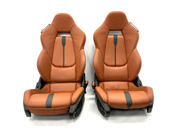 GENUINE MCLAREN 570S ELECTRIC COMFORT SEATS IN TAN LEATHER WITH BLACK STRIPE
