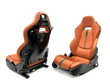 Load image into Gallery viewer, GENUINE MCLAREN 570S ELECTRIC COMFORT SEATS IN TAN LEATHER WITH BLACK STRIPE