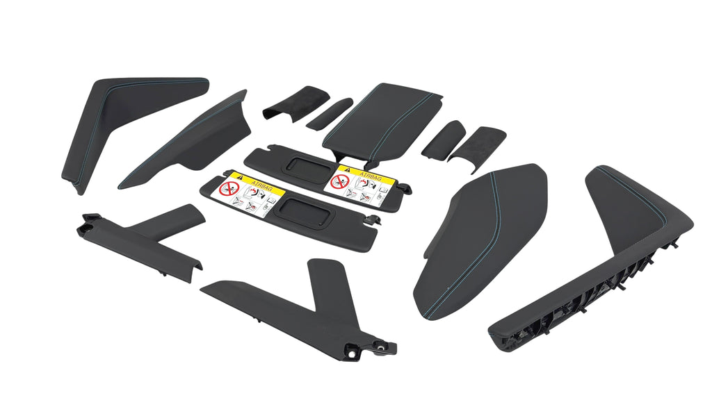 LAMBORGHINI HURACAN SPYDER BLACK LEATHER WITH BLUE STITCHING INTERIOR TRIMS SET