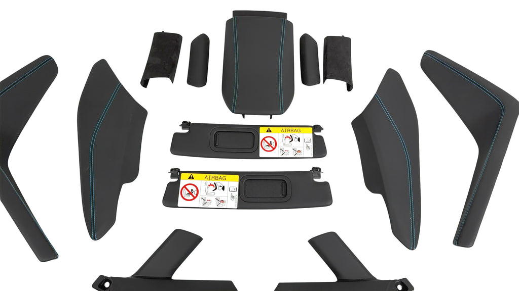 LAMBORGHINI HURACAN SPYDER BLACK LEATHER WITH BLUE STITCHING INTERIOR TRIMS SET