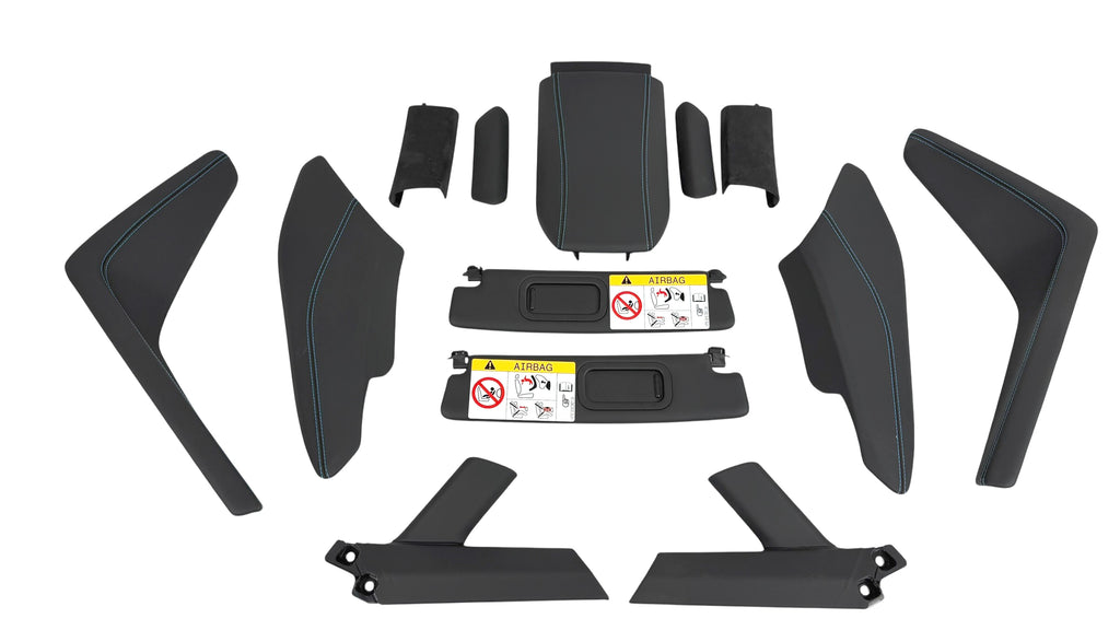 LAMBORGHINI HURACAN SPYDER BLACK LEATHER WITH BLUE STITCHING INTERIOR TRIMS SET