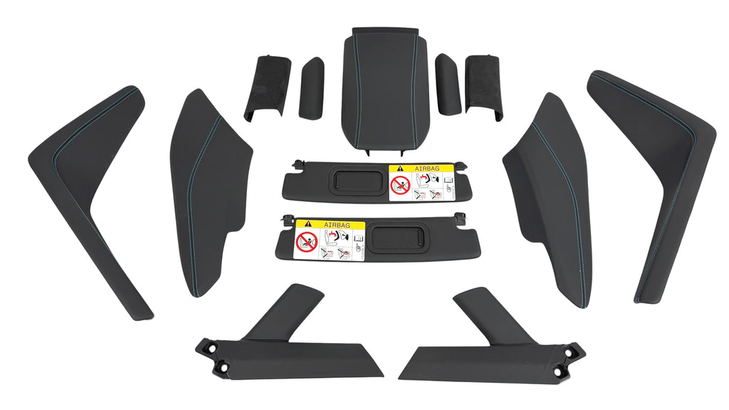 LAMBORGHINI HURACAN SPYDER BLACK LEATHER WITH BLUE STITCHING INTERIOR TRIMS SET