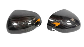MCLAREN MSO GLOSS CARBON FIBRE MIRROR CAPS WITH LOGO 14AD019CP / 14AD020CP
