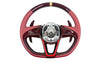 Load image into Gallery viewer, MCLAREN 765LT MSO RED CARBON/ LEATHER W/ GOLD 12 O'CLOCK RING STEERING WHEEL 14NA100RP-14RW004