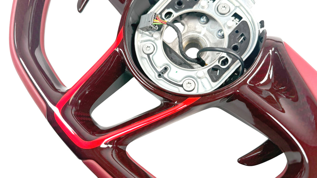 MCLAREN 765LT MSO RED CARBON/ LEATHER W/ GOLD 12 O'CLOCK RING STEERING WHEEL 14NA100RP-14RW004