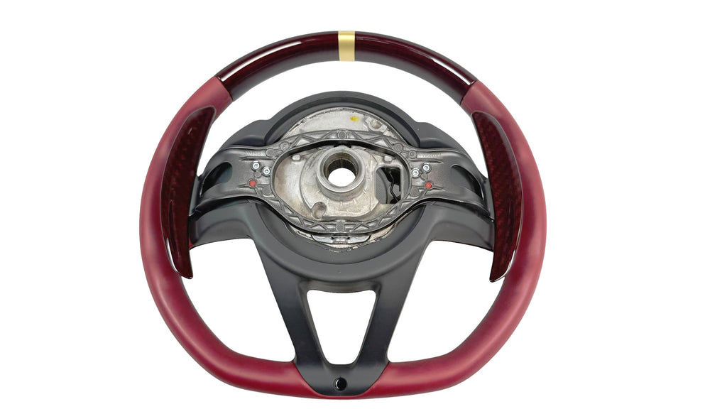MCLAREN 765LT MSO RED CARBON/ LEATHER W/ GOLD 12 O'CLOCK RING STEERING WHEEL 14NA100RP-14RW004