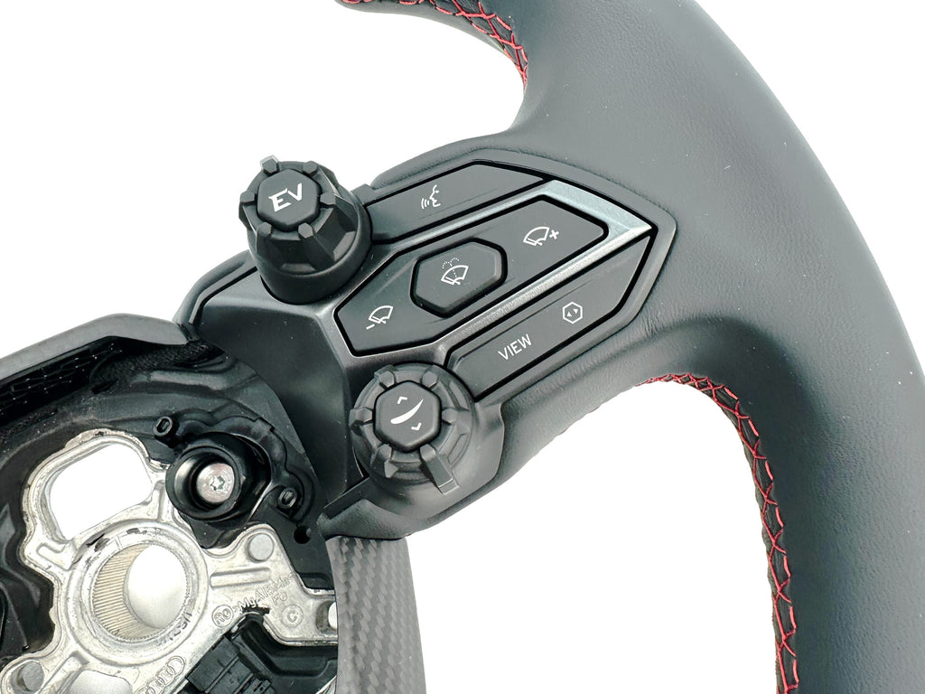 LAMBORGHINI REVULETO CARBON FIBRE LEATHER STEERING WHEEL - BLACK/RED