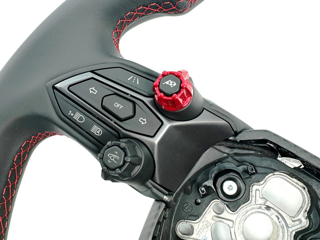 LAMBORGHINI REVULETO CARBON FIBRE LEATHER STEERING WHEEL - BLACK/RED