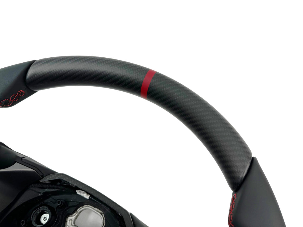 LAMBORGHINI REVULETO CARBON FIBRE LEATHER STEERING WHEEL - BLACK/RED