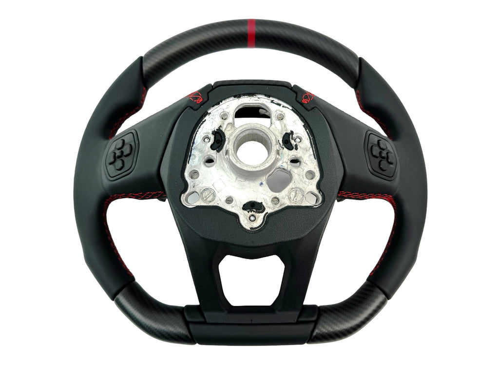 LAMBORGHINI REVULETO CARBON FIBRE ALCANTARA STEERING WHEEL - BLACK/RED