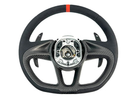 MCLAREN 765LT  MSO ALCANTARA W/ RED 12 O'CLOCK RING STEERING WHEEL 14NA100RP-14RW003