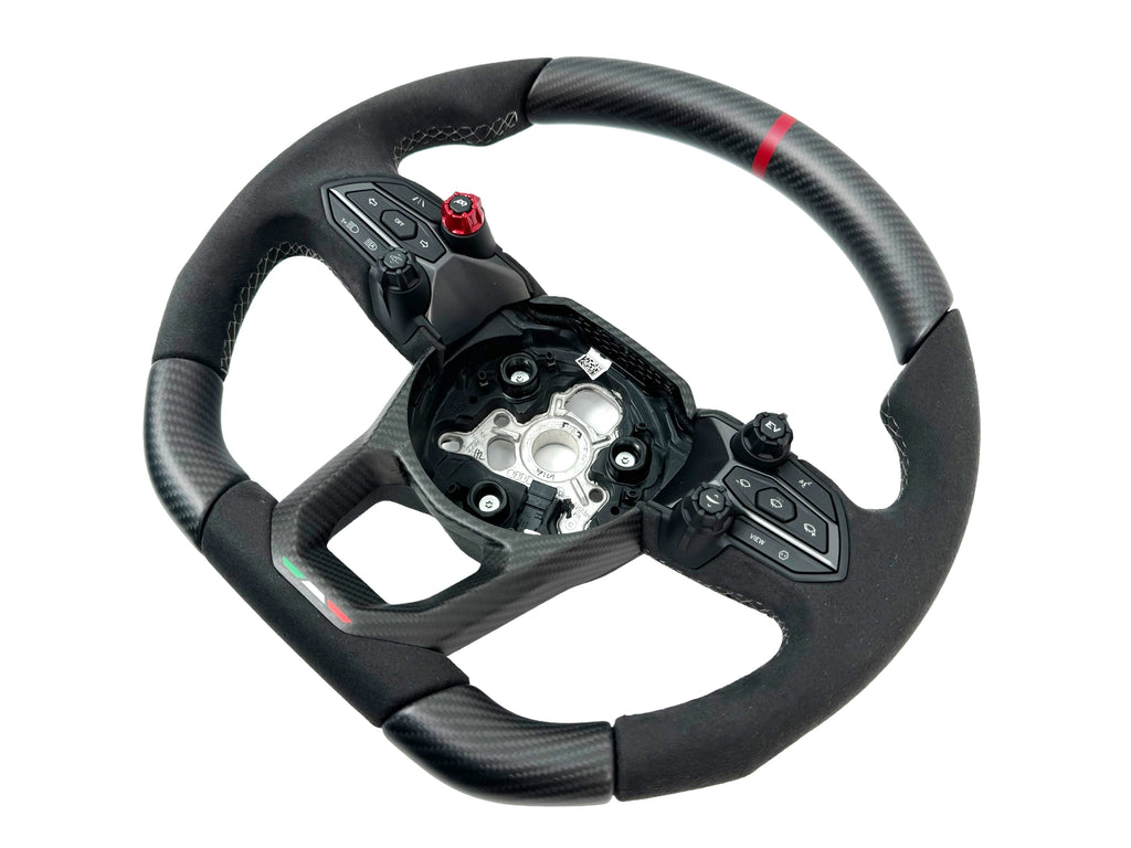 LAMBORGHINI REVULETO CARBON FIBRE ALCANTARA STEERING WHEEL - BLACK/ GREY