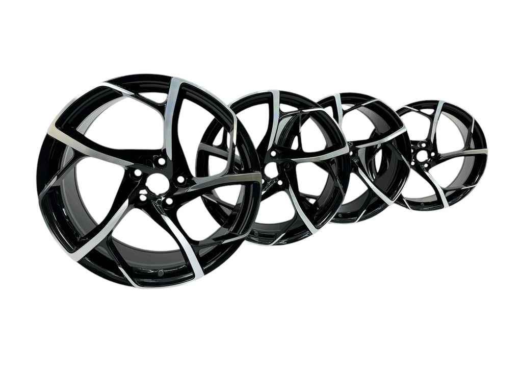 MCLAREN ELVA 5 TURBINE SPOKE MSO MACHINE/ BLACK ULTRA LIGHT WHEELS SET 25BA113SP