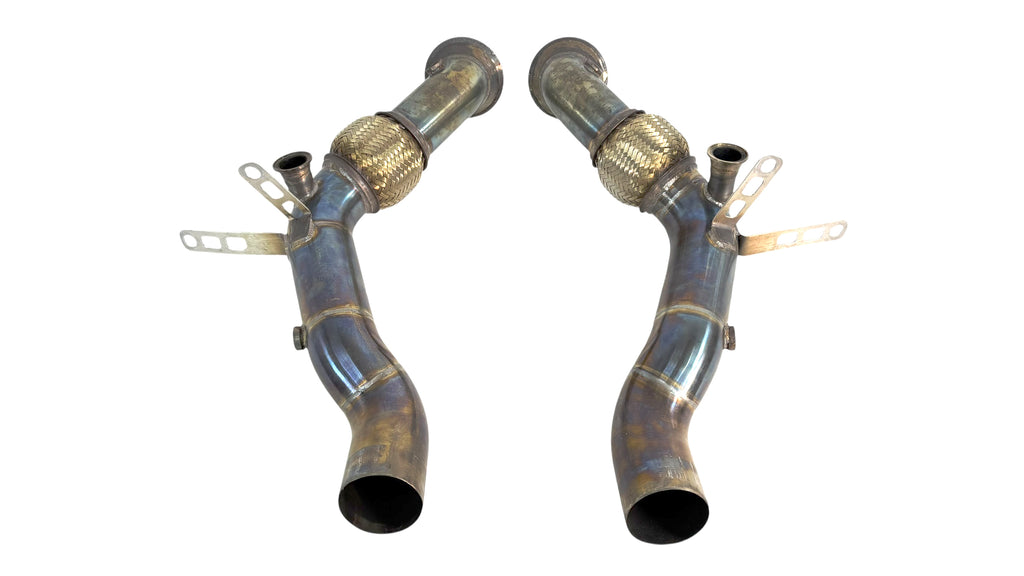 FERRARI 488 PISTA INCONEL REAR X PIPE EXHAUST / DECAT DOWNPIPES by BROOKE RACING