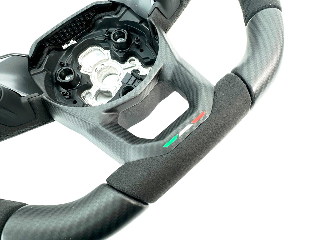 LAMBORGHINI REVULETO CARBON FIBRE ALCANTARA STEERING WHEEL - BLACK/ BLACK