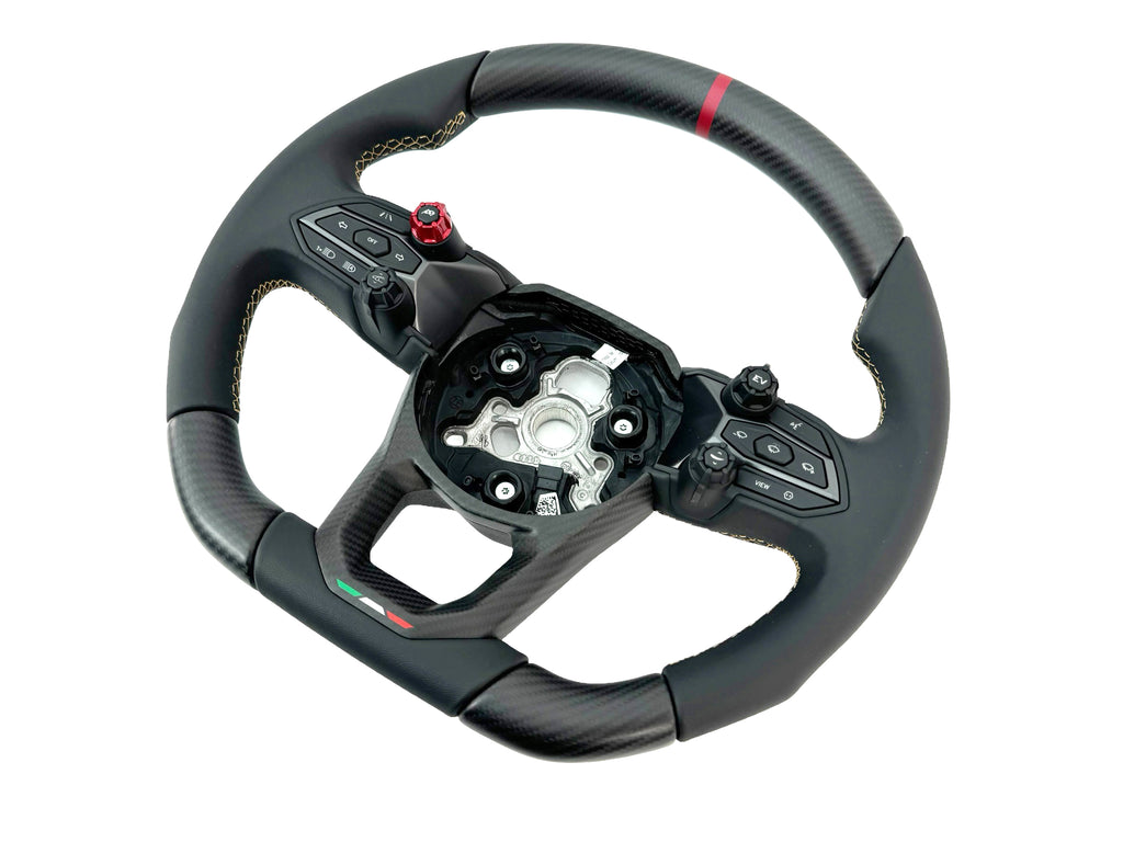 LAMBORGHINI REVULETO CARBON FIBRE LEATHER STEERING WHEEL - BLACK/ GOLD