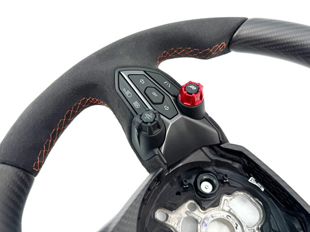 LAMBORGHINI REVULETO CARBON FIBRE ALCANTARA STEERING WHEEL - BLACK/ ORANGE