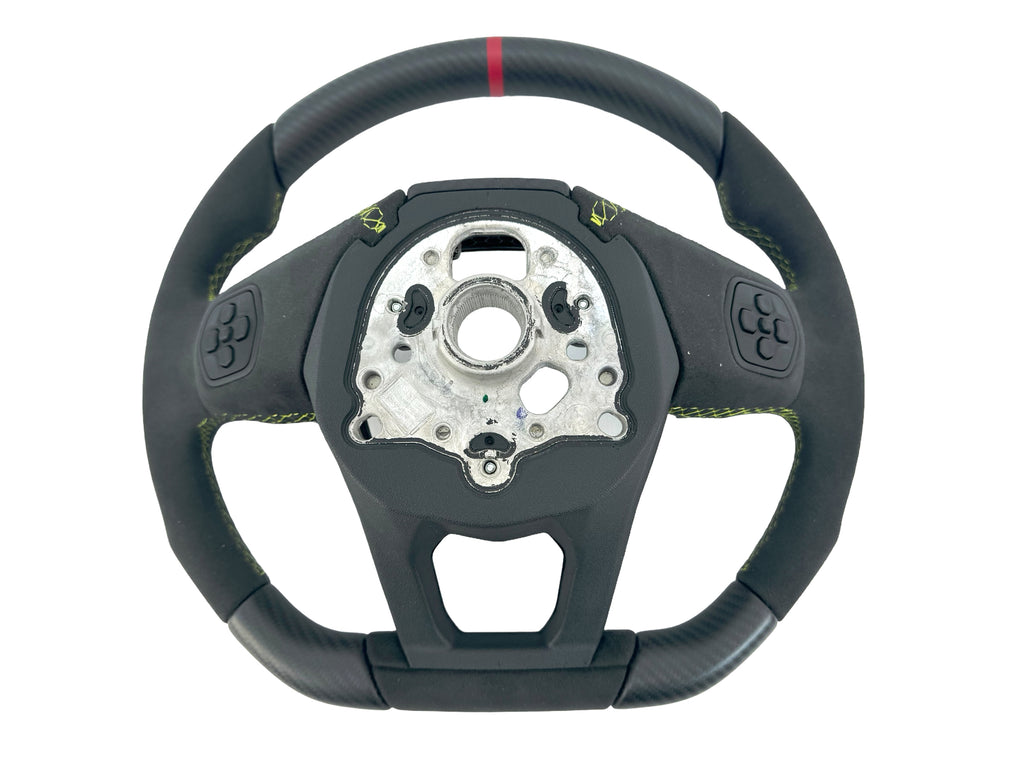 LAMBORGHINI REVULETO CARBON FIBRE ALCANTARA STEERING WHEEL - BLACK/ GREEN