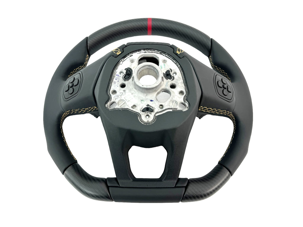 LAMBORGHINI REVULETO CARBON FIBRE LEATHER STEERING WHEEL - BLACK/ GOLD