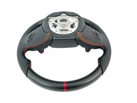 LAMBORGHINI REVULETO CARBON FIBRE LEATHER STEERING WHEEL - BLACK/ ORANGE