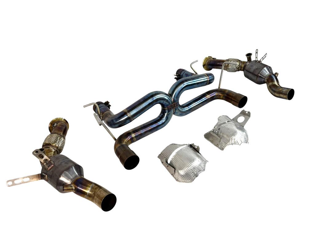 FERRARI F8  INCONEL REAR X PIPE EXHAUST / 200 SPORT CATS by BROOKE RACING