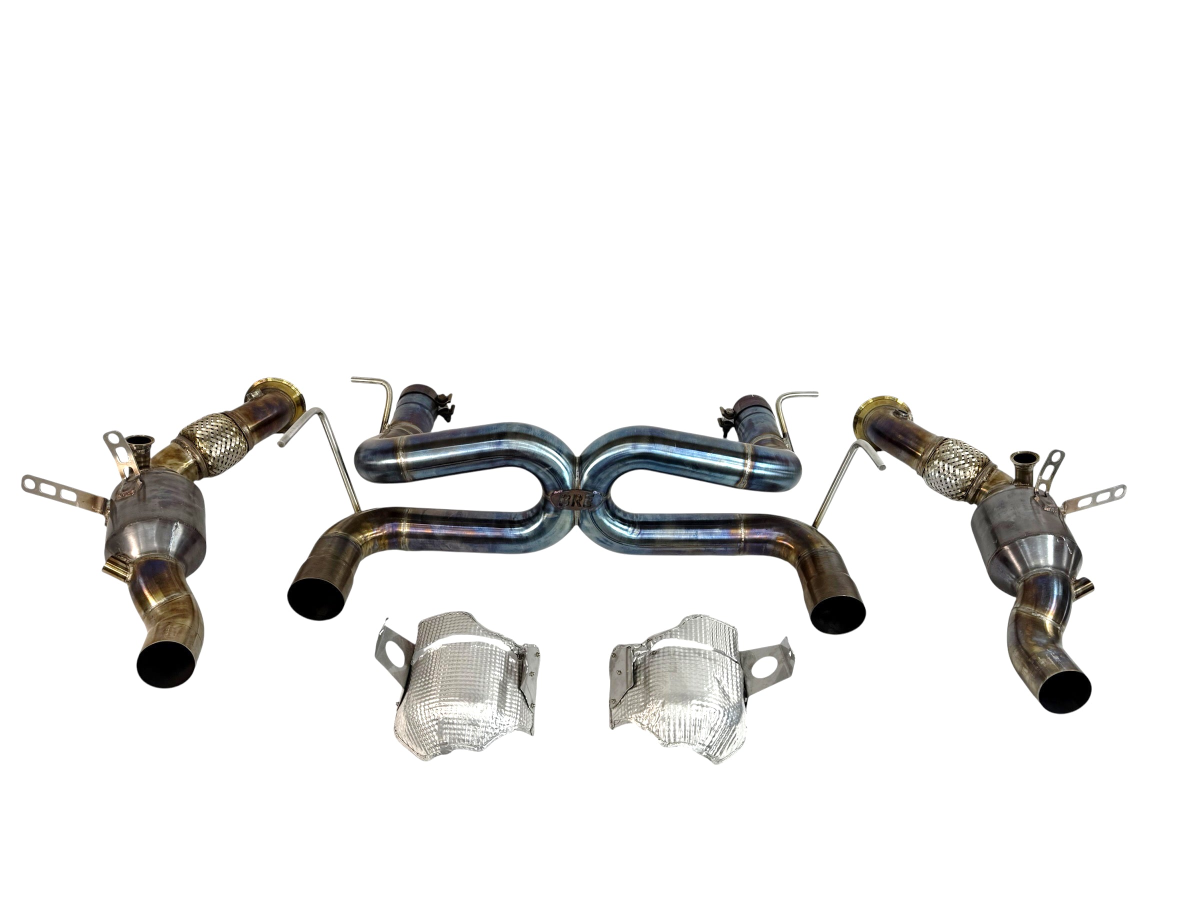 FERRARI F8 INCONEL REAR X PIPE EXHAUST / 200 SPORT CATS by BROOKE RACING