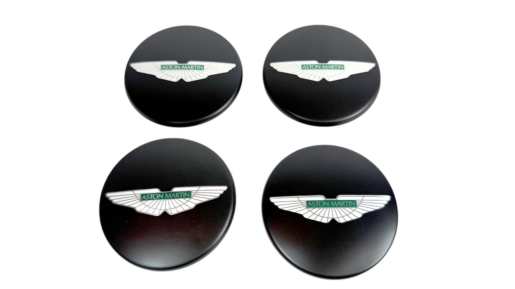 ASTON MARTIN WHEEL CENTRE CAPS MATTE BLACK/ GREEN INLAY HY53-1A096-CA