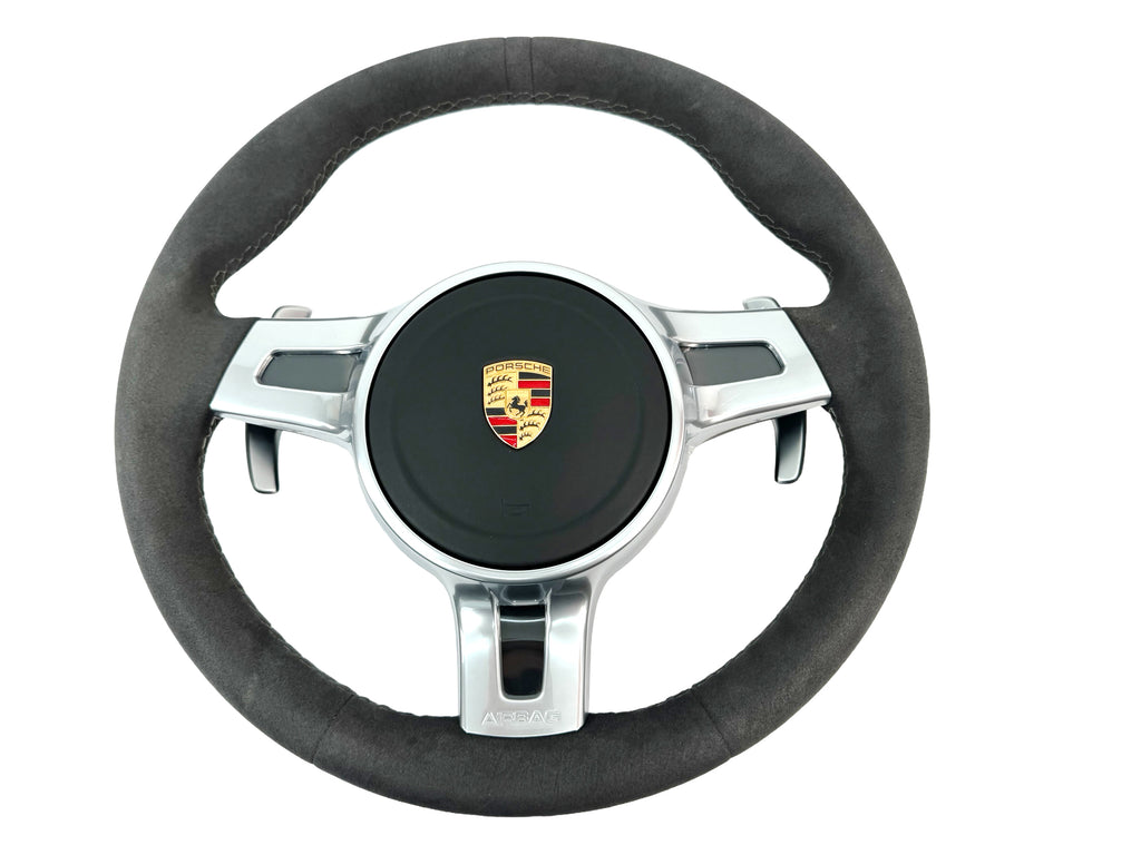 PORSCHE 991.1 GT3 ALCANTARA STEERING WHEEL GREY WITH AIRBAG COMPLETE
