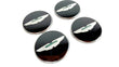 Load image into Gallery viewer, ASTON MARTIN WHEEL CENTRE CAPS GLOSS BLACK/ GREEN INLAY HY53-1A096-AA-PK