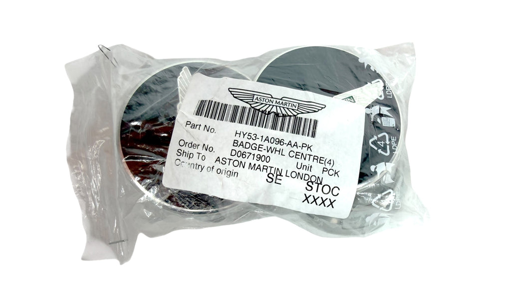 ASTON MARTIN WHEEL CENTRE CAPS GLOSS BLACK/ GREEN INLAY HY53-1A096-AA-PK