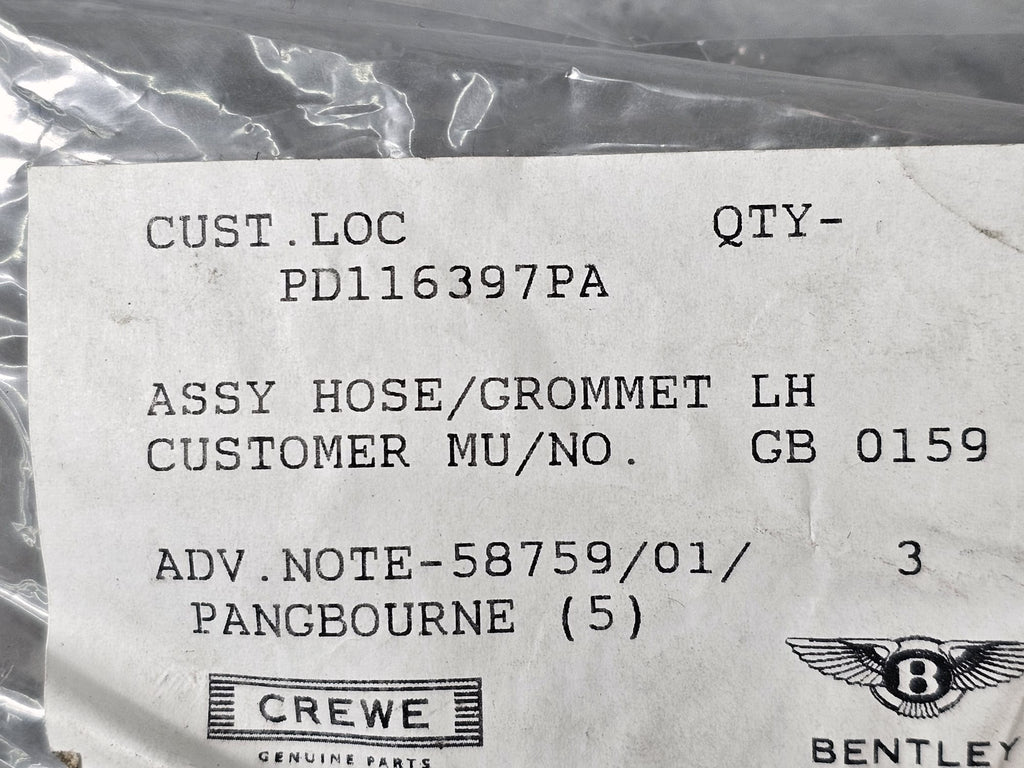 BENTLEY ASSY HOSE/GROMMET LH PD116397PA