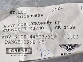 BENTLEY ASSY HOSE/GROMMET RH PD116398PA